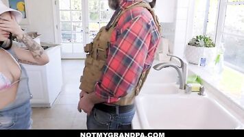 Horny Old StepGrandpa Takes Out Innocent Gal Mia Moore Fishing & Sticks His Cock Into Her Juicy Twat
